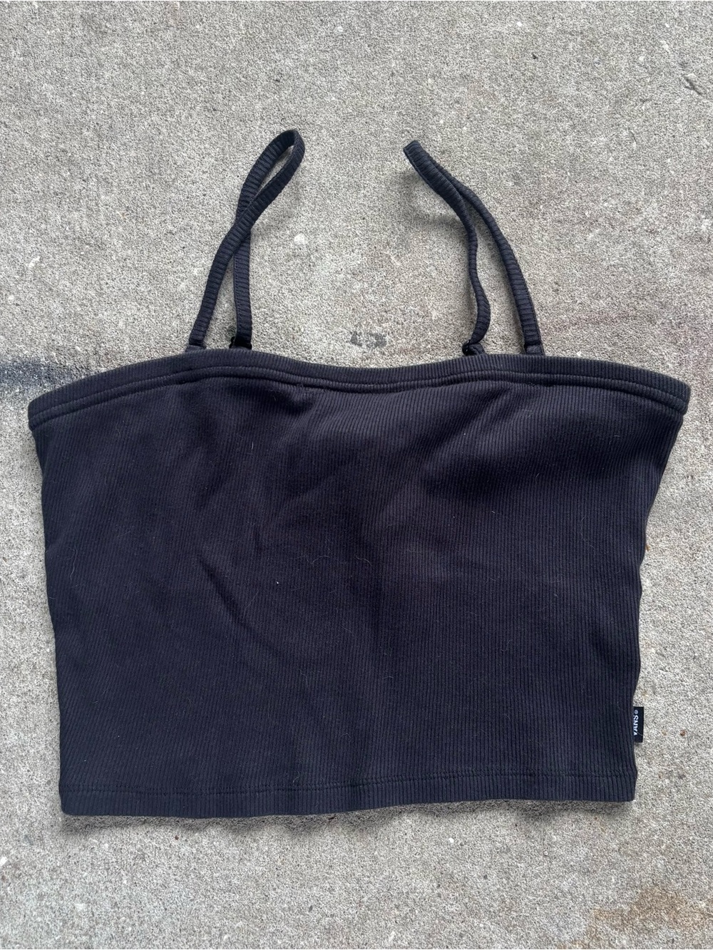 Vans Black Ribbed Spaghetti-Strap Crop Camisole